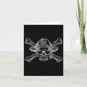 Carte Crâne de pirate vintage et squelette de tête de mo