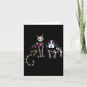 Carte Crâne de sucre Chat et chien drôle Halloween