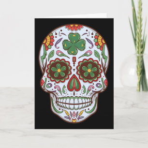Carte Crâne de Sucre Dia De Los Muertos Trèfle Saint-Pat