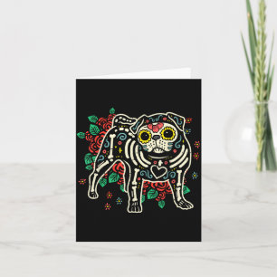 Carte Crâne de sucre Pug Dia De Los Muertos Halloween Ch