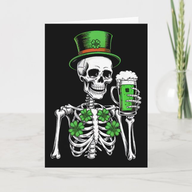 Carte Crâne de sucre trèfle Saint-Patrick Hommes Femmes  (Devant)