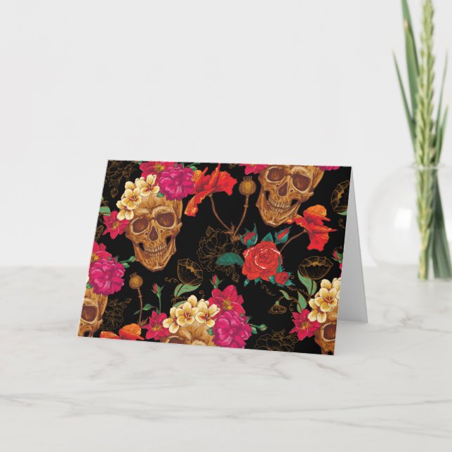 Carte crâne floral (Devant)