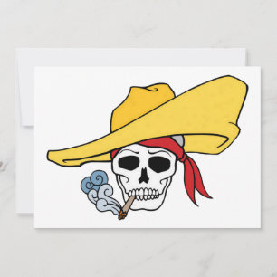 Carte Crâne fumant d'Halloween avec bandana de dessin an