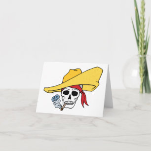 Carte Crâne fumant Halloween avec bandana de dessin anim