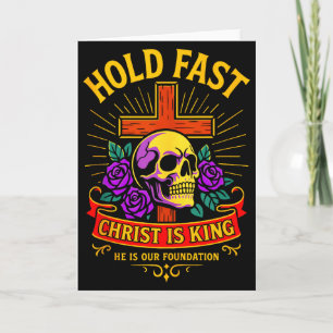Carte Crâne gothique chrétien Croix Tenir Jésus-Christ