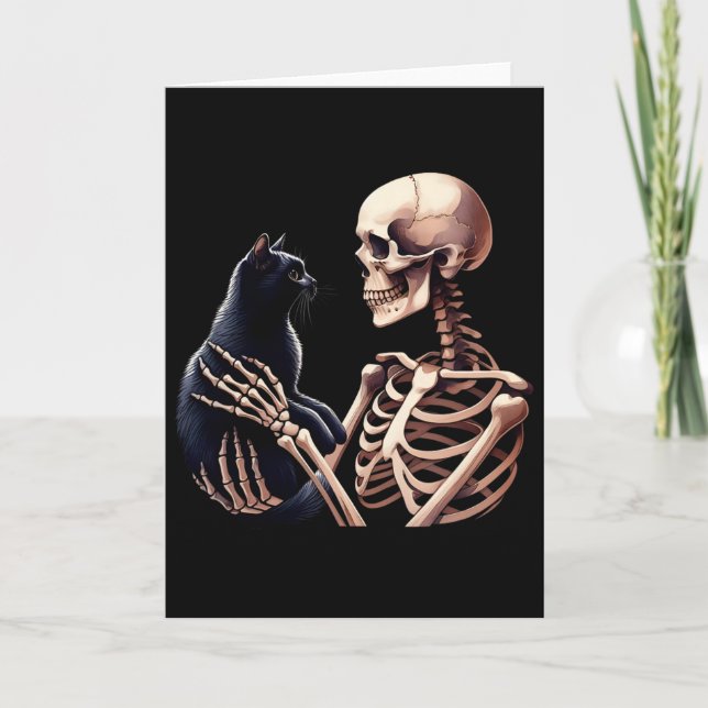 Carte Crâne graphique squelette drôle jouant avec un cha (Devant)
