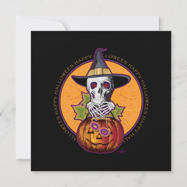 Carte Crâne 'n Salutation Citrouille Halloween (Devant)