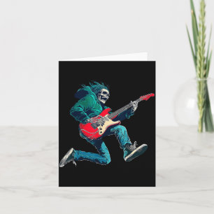 Carte Crâne Squelette Jouant de la Guitare Star Rock Rol