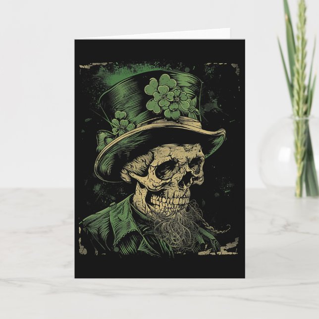 Carte Crâne Squelette - Leprechaun Saint-Patrick Sain (Devant)