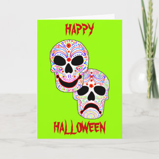 Carte Crânes de Comédie-Tragédie de Halloween DOTD
