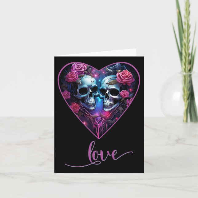 Carte Crânes gothiques Amour pour la Saint-Valentin Amou (Devant)