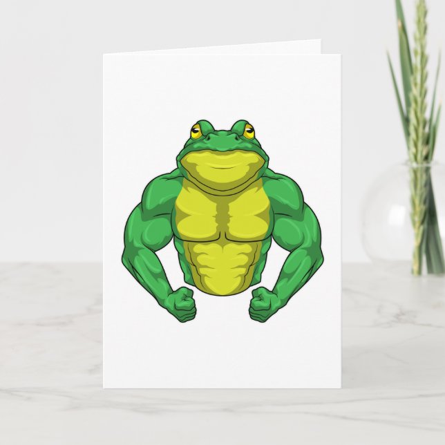 Carte Crapaud culturiste avec de gros muscles (Devant)