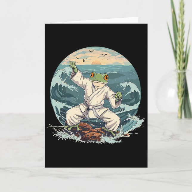 Carte Crapaud de karaté Taekwondo Plage Coucher de solei (Devant)