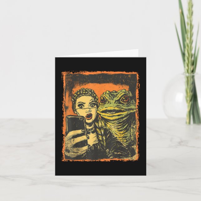 Carte Crapaud Monstre Selfie Avec Fille Gothique Horreur (Devant)