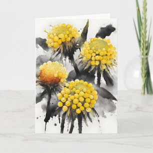 Carte Craspedia - Fleurs aquarelle