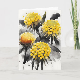 Carte Craspedia - Fleurs aquarelle