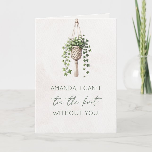 Carte "Cravate du noeud" Botanique Boho Bridesmaid Propo (Devant)