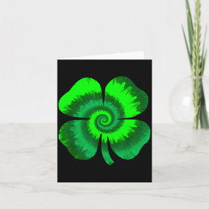 Carte Cravate Tie Dye Trèfle à Quatre Feuilles Saint Pat