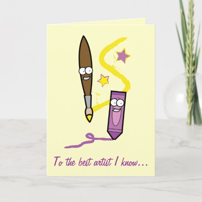 Carte Crayon and Paintbrush Mother's Day (Devant)