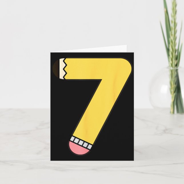 Carte Crayon Numéro 7 Retour à l'école 7e Anniversaire (Devant)