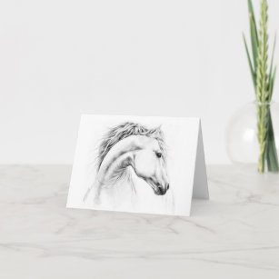 Carte Crayon portrait de cheval dessin d'art équestre