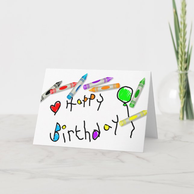 Carte Crayon voeux d'anniversaire (Devant)