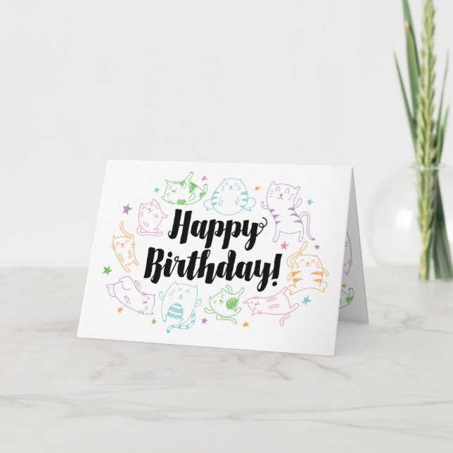 Carte Crazy Cat Lady Custom Personalized Birthday Card (Devant)