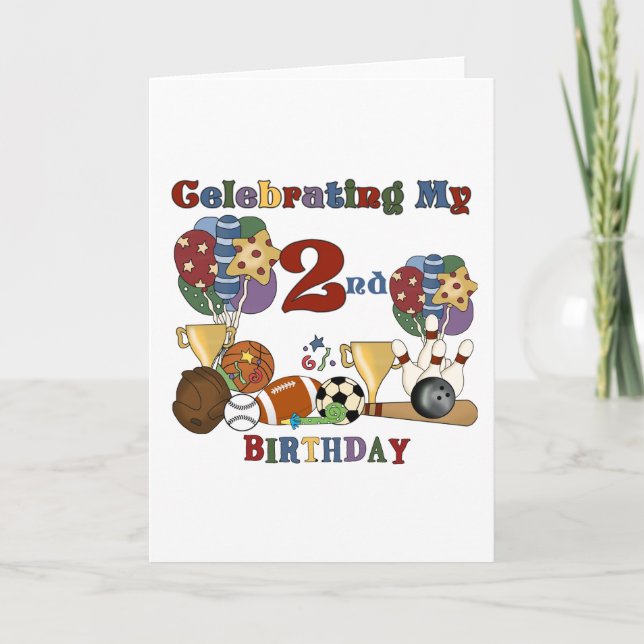 Carte Crazy For Sports 2e Anniversaire T-shirts et cadea (Devant)