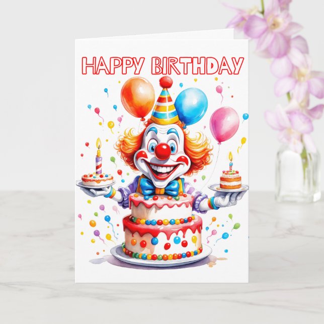 Carte Crazy Happy Birthday Party Clown (Orchidée)