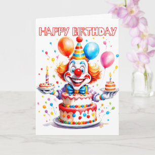 Carte Crazy Happy Birthday Party Clown
