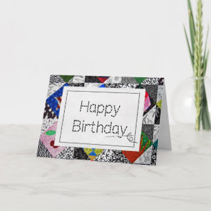 Carte Crazy Quilt avec Aiguille Anniversaire