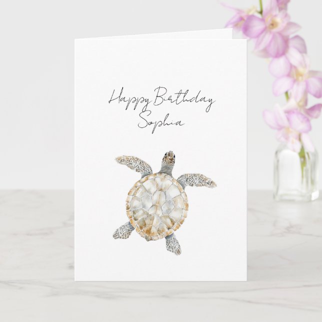 Carte Cream Beach Sea Turtles Birthday (Orchidée)