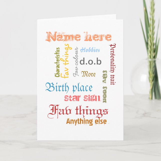 Carte Create own personal word cloud card with template (Devant)