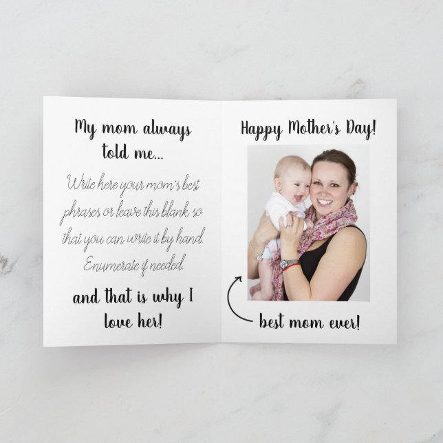 Carte Creative Personal Funny Happy Mother's Day Card (Intérieur)