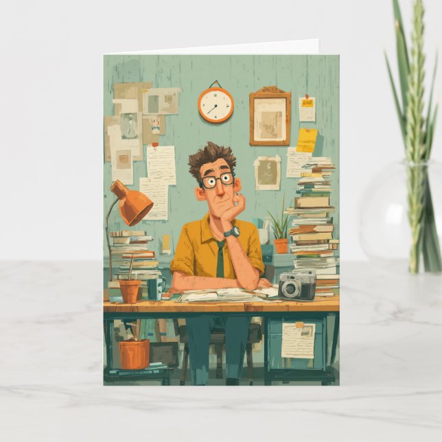 Carte Creative Writer in Busy Office (Devant)