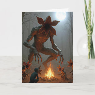 Carte Créatures de Demogorgon d'anniversaire autour d'un