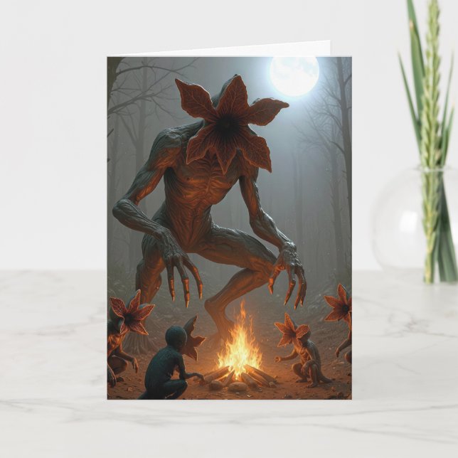 Carte Créatures de Demogorgon d'anniversaire autour d'un (Devant)