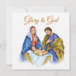 Carte Crèche avec texte Gloire à Dieu