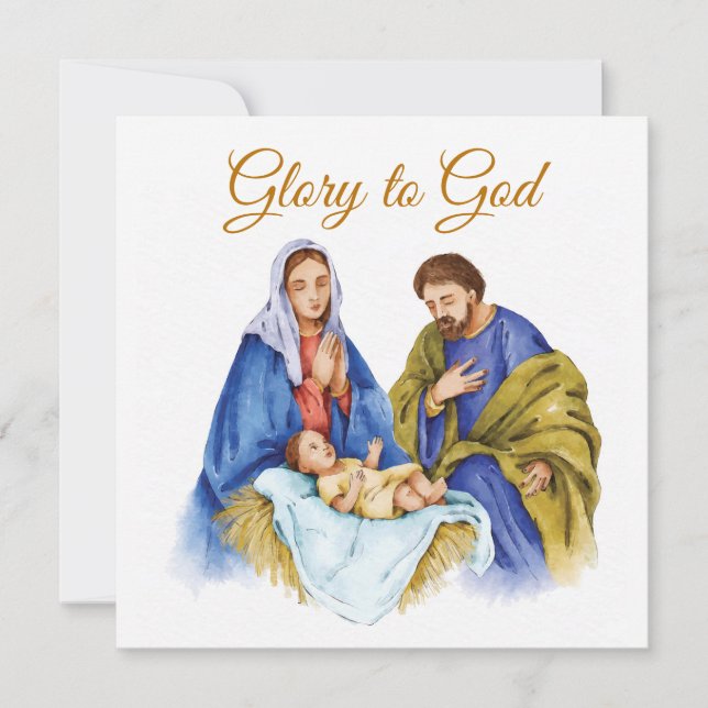 Carte Crèche avec texte Gloire à Dieu (Devant)
