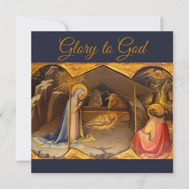 Carte Crèche dans la Gloire de Dieu en Or (Devant)