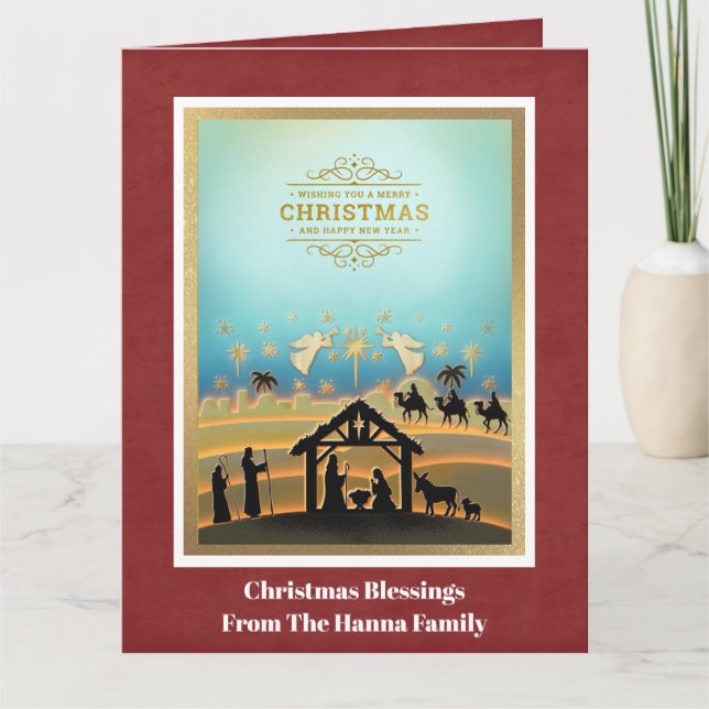 Carte Crèche "Joyeux Noël et Bonne Année" (Devant)