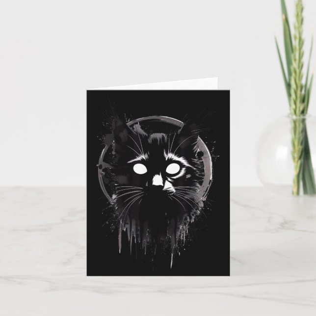 Carte Creepy Cute Goth Cat Horror Kitty Sketch Alt Nge E (Devant)