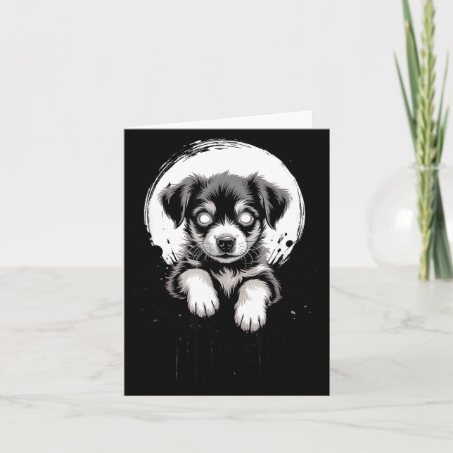 Carte Creepy Cute Goth Dog Horror Puppy Sketch Alt Nge E (Devant)