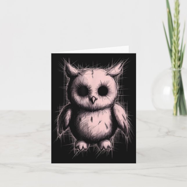 Carte Creepy Cute Goth Owl Horror Sketch Alt Nge Evil  (Devant)