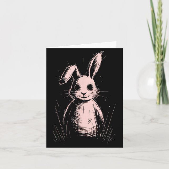 Carte Creepy Cute Goth Rabbit Horror Bunny Sketch Alt Ng (Devant)