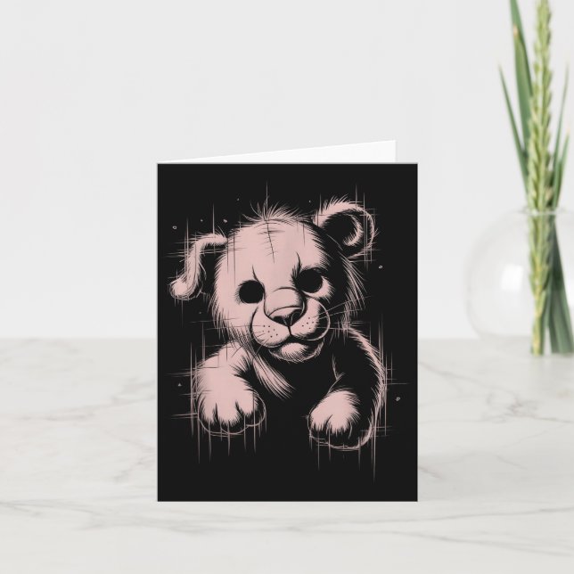 Carte Creepy Cute Goth Teddy Lion Horror Sketch Nge Bear (Devant)