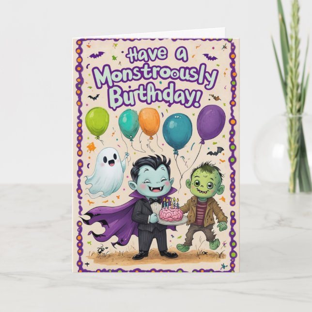 Carte Creepy Cute Monsters Kids Birthday  (Devant)