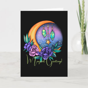 Carte Créez vos propres cristaux mignons, lune et Roses