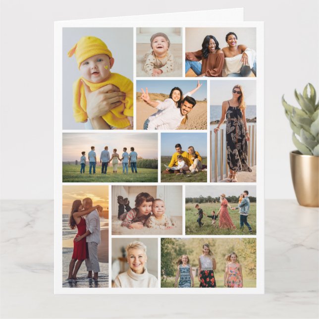 Carte Créez votre propre collage de 12 photos (Petite plante)