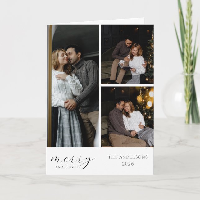 Carte Créez votre propre collage de photos plié de vœux (Devant)